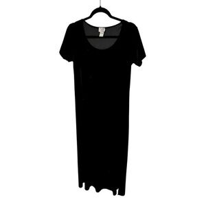 Vintage Black Velvet‎ Maxi Dress Winter Party
